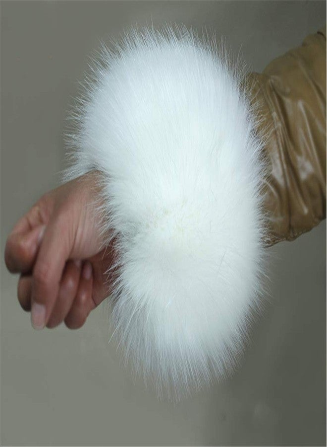 LDFWAY Faux Fur Wrist Cuffs Arm Leg Warmers Winter Boot Cuffs Warm Band Ring For Women (White A) - Image 2